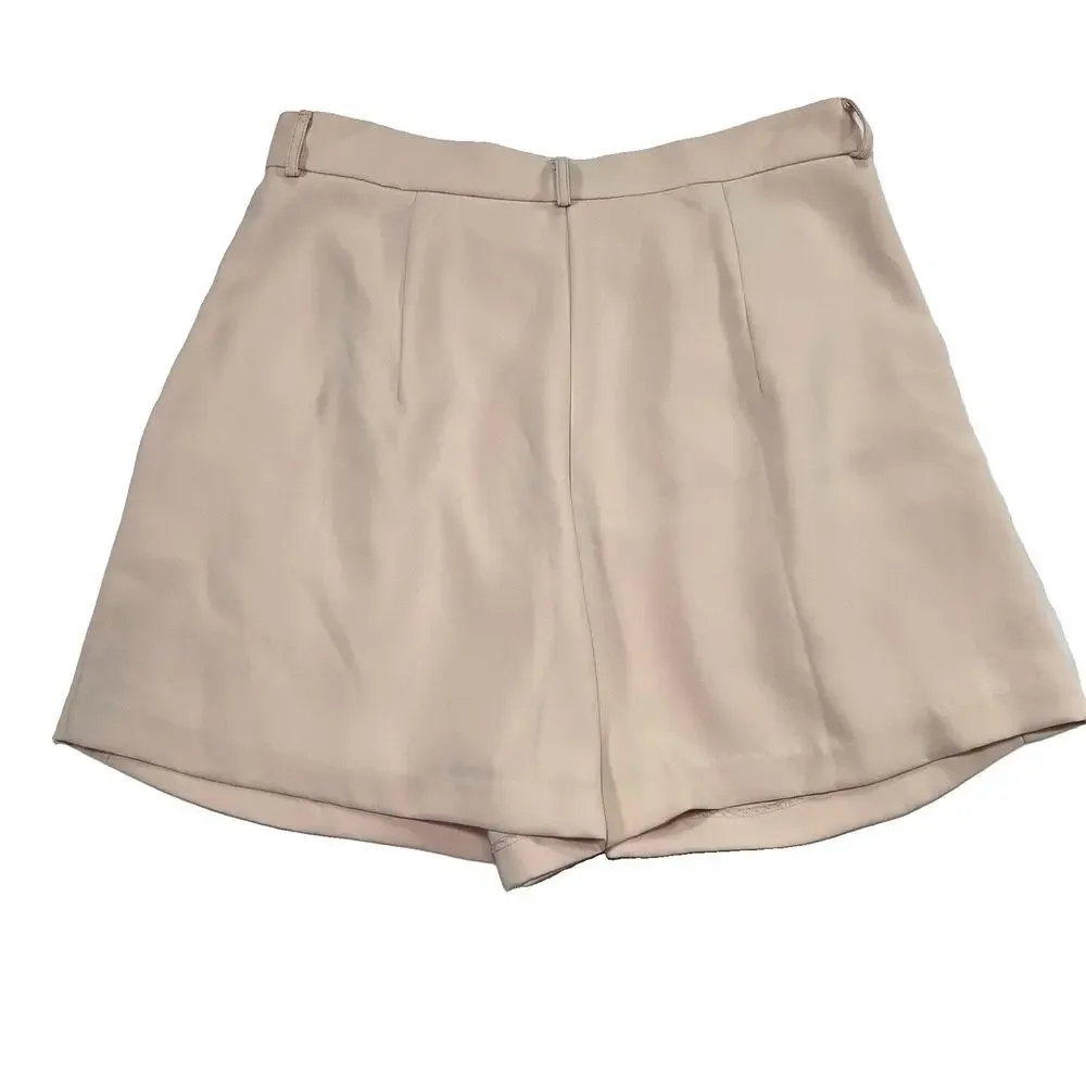 Amanda Uprichard Revolve Jane Shorts Size L Light Blush Beige Lined Tailored